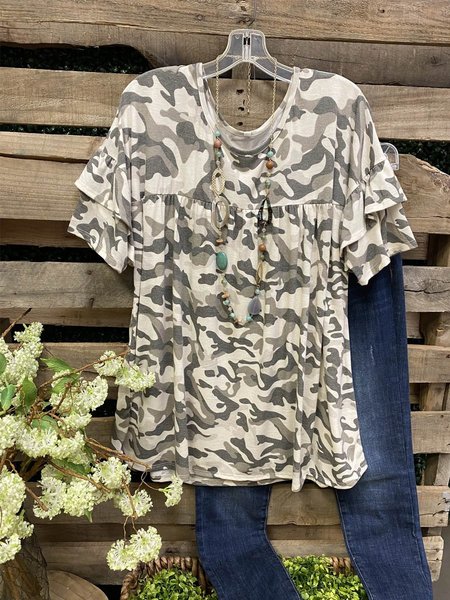 

Shift Vintage Camo Shirts & Top, Green, T-shirts