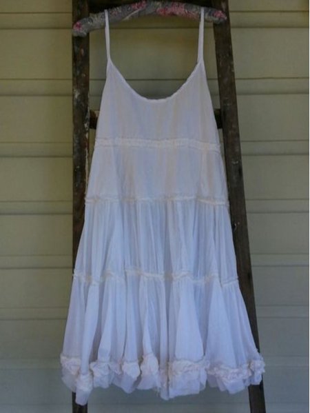

Scoop Neckline Vintage Knitting Dress, White, Mini Dresses