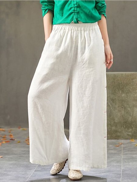 

Linen Pants, White, Pants