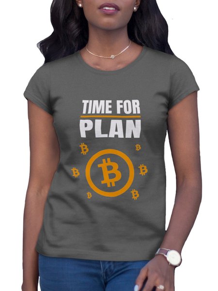 

Bitcoin Time For Plan Cotton Casual Shift Shirts & Top, Gray, T-shirts