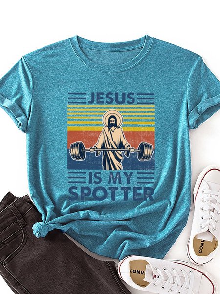 

Jesus Is My Spotter Graphic Tee, Lake blue, T-shirts