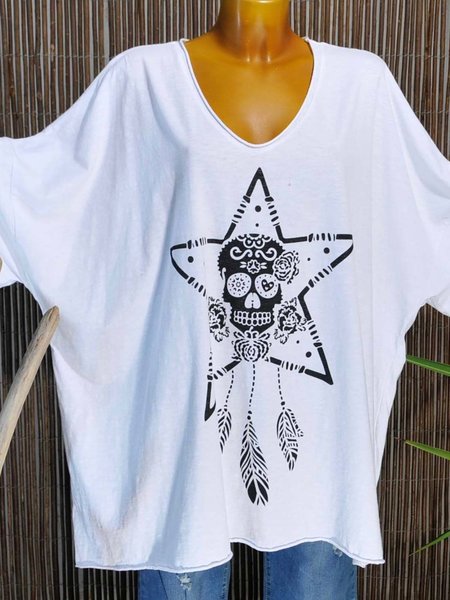 

Maniche Corte Casuale Camicie & Top, Bianco, T-Shirts