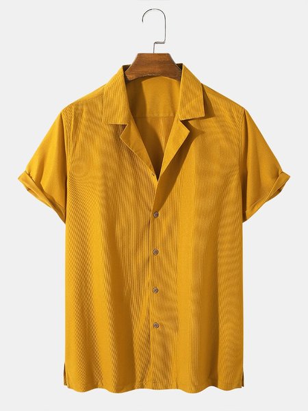 

Men's Vintage Printed Solid Shirts, Yellow, Men's basic shirt