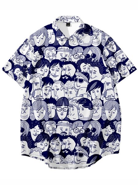 

Abstract Shirts & Tops, Navy blue, Men's Floral shirt