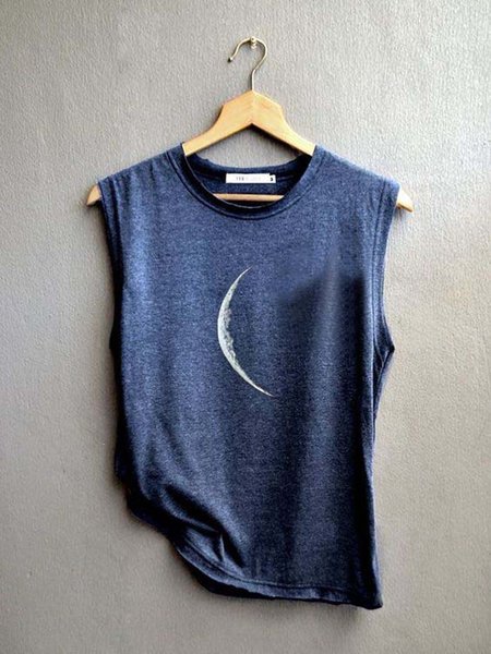 

Crew Neck Sleeveless Casual Shift Tanks & Camis, Navy blue, Tanks & Camis