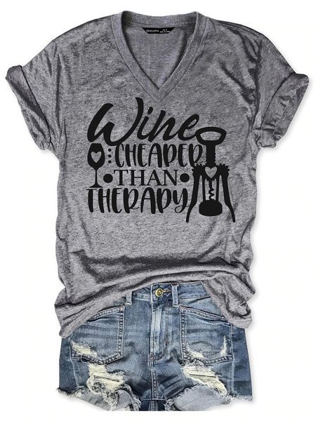 

Wine Is Cheaper Than Therapy Women's T-Shirt, Grey, T-shirts