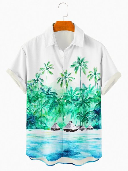 

Men's Vintage Printed Shirt Collar Shirts, Apricot, Men's Floral shirt