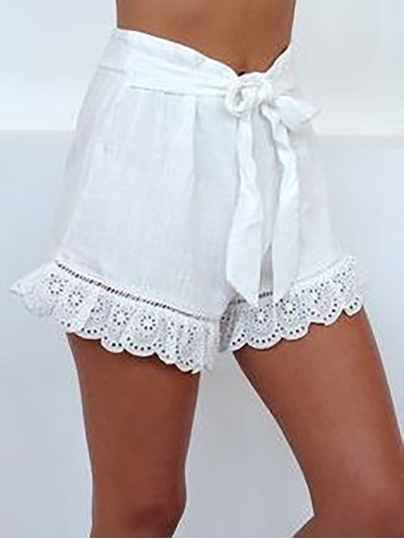 

Vacanza Lino Tinta Unita Pantaloncini, Bianco, Shorts