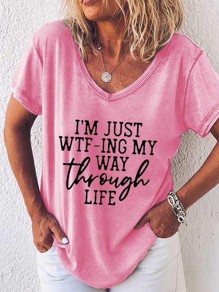 

I'm Just WTF-Ing My Way Through Life Women's T-Shirt, Pink, T-shirts