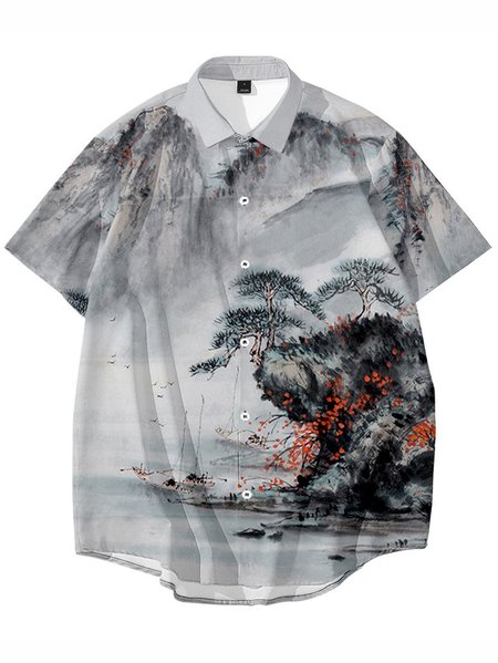 

Square Neck Vintage Abstract Shirts & Tops, Color2, Men's Floral shirt
