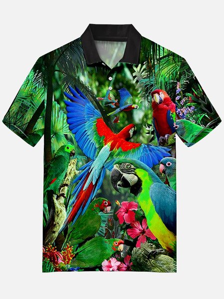 

Casual Square Neck Shirts & Tops, Green, Men's Floral shirt