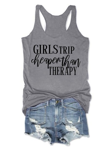 

Girl's Trip Cheaper Than Therapy Women's Sleeveless Shirt, Grey, Tank Tops