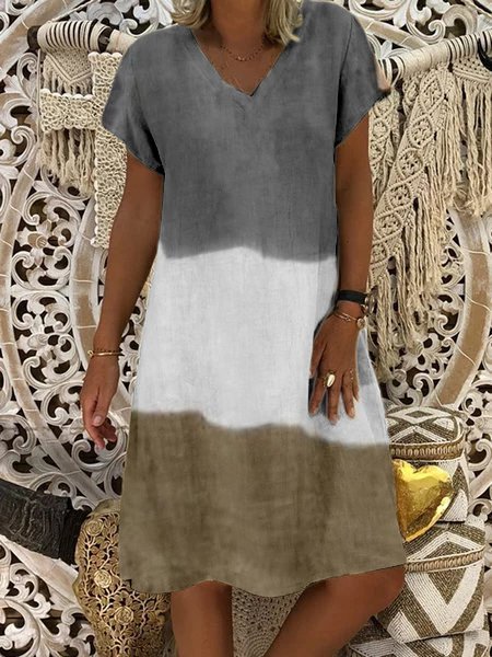 

Abito Casuale Scollo a V Misto Cotone, Come immagine, Dresses