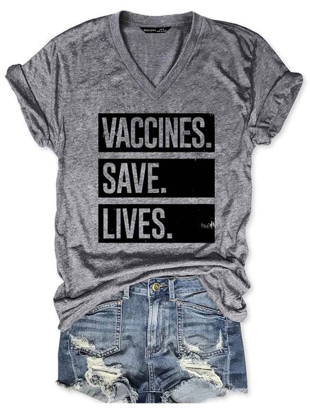 

Womens Cool Distressed Pro Vaccine – Vaccines Save Lives, Gray, T-shirts