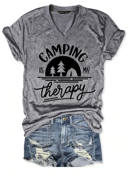 

Camping Is My Therapy Women's T-Shirt, Grey, T-shirts