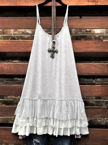

Scoop Neckline Vintage Women Dress, As picture, Mini Dresses