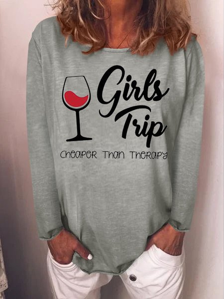 

Girl's Trip Cheaper Than Therapy Women's Sleeveless Shirt, Grey, Long sleeves