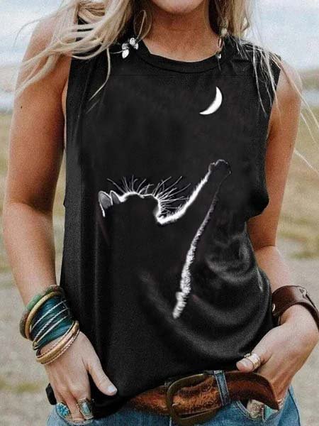 

Girocollo Senza Maniche Gilet, Nero, Tank Top