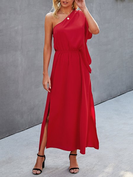 

Vintage Date Plain Midi Dress, Red, Maxi Dresses