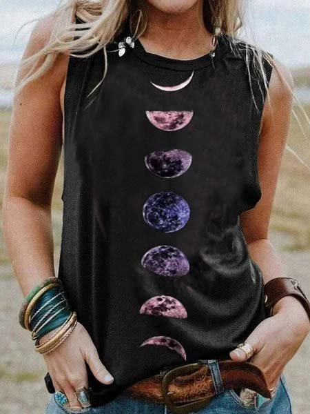 Senza Maniche Casuale Girocollo Gilet, Nero, Blouses & Shirts
