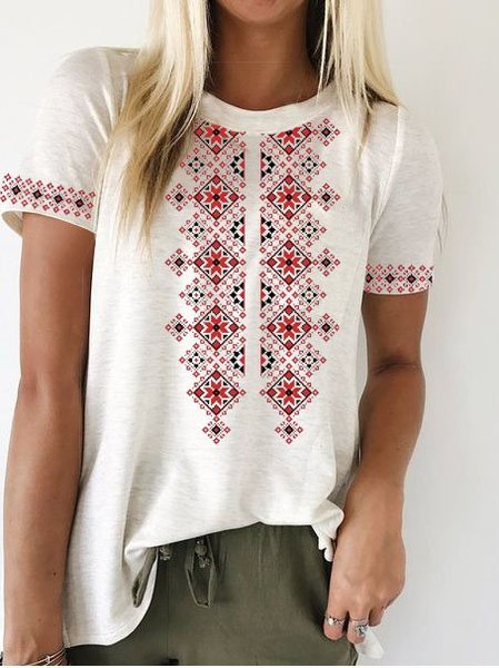 

Vintage Girocollo Top, Bianco, T-Shirts