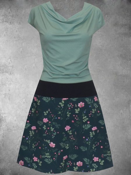 

Casual Short Sleeve Plus Size Printed Dress, Green, Auto-Clearance