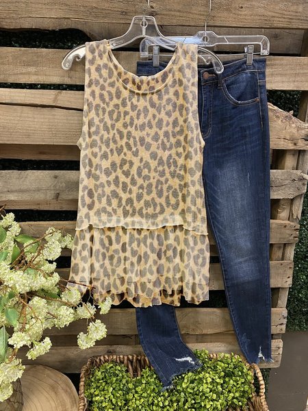 

Leopard Vintage Jersey Tanks, Brown, Tops