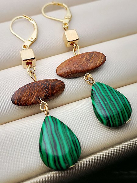 

Vintage Legna Turchese Orecchini, Verde, Earring