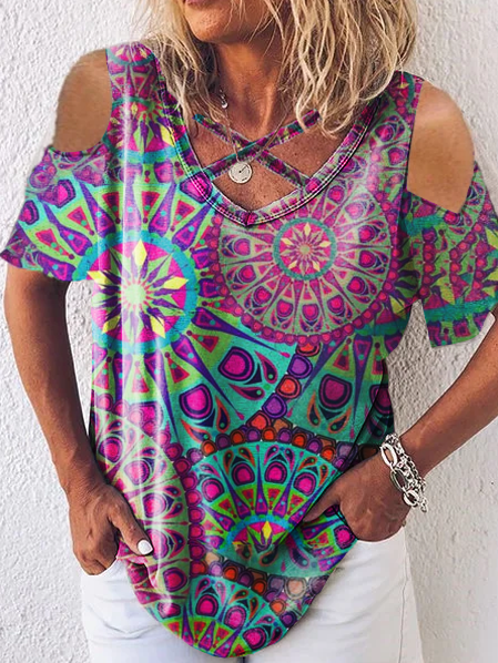 

Shift V Neck Casual Shirts & Tops, Multicolor, Tops