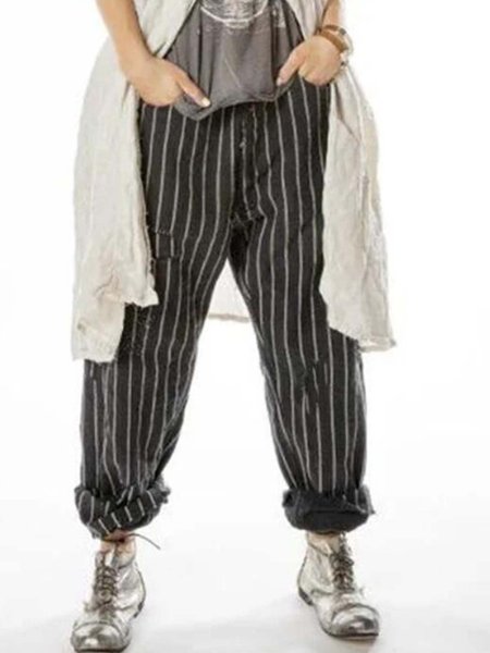 

Vintage Striped Pants, Black, Pants