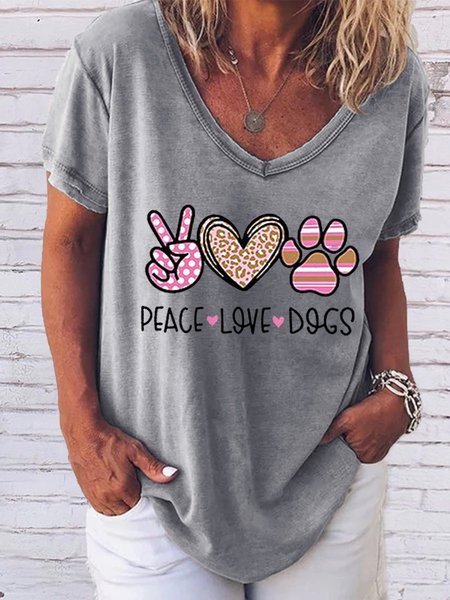 

Peace Love Dogs Shift Short Sleeve Woman Tee, Gray, T-shirts