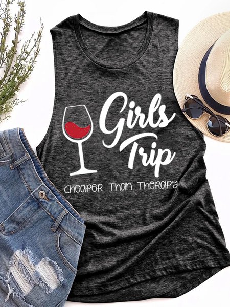 

Girl's Trip Cheaper Than Therapy Women's Sleeveless Shirt, Black, Tank Tops