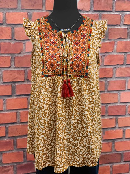 

Shift Floral Sleeveless Printed Shirts & Tops, Yellow, Auto-Clearance