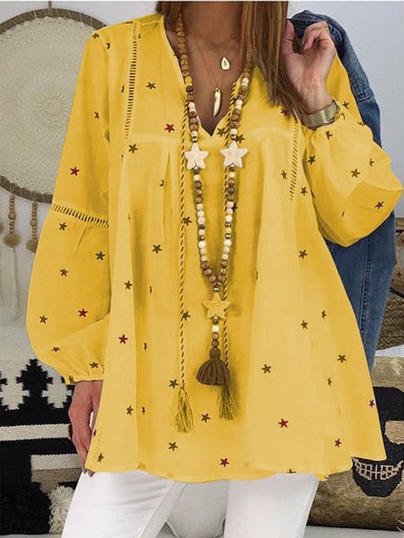 Women's Casual Cotton Shirt, Yellow, Shirts & Blouses