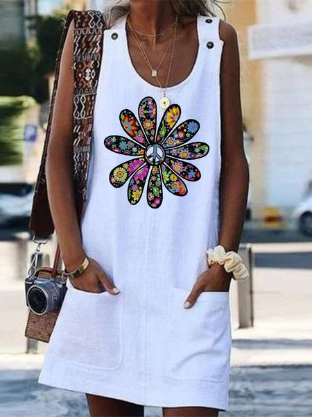 

Abito Senza Maniche Vacanza Misto Cotone, Bianco, Dresses