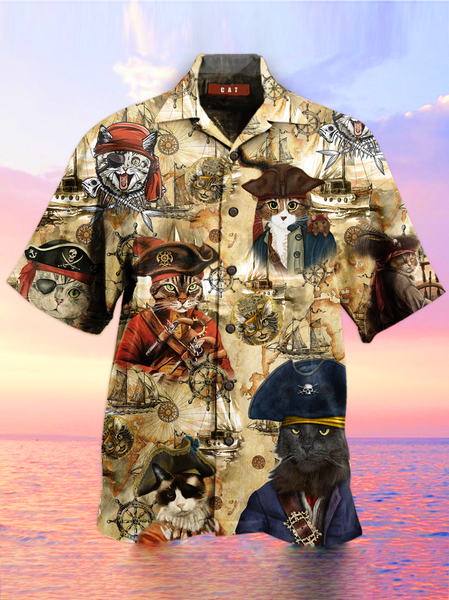 

Printed Shirt Collar Shirts, Khaki, Men's Floral shirt