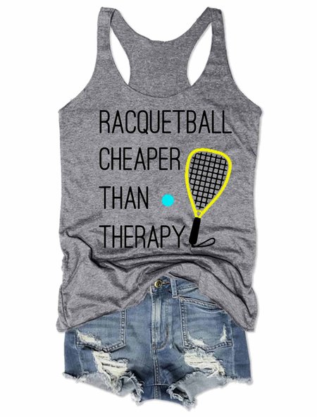 

Racquetball Cheaper Than Therapy Racquetball Tank Top, Gray, Tank Tops