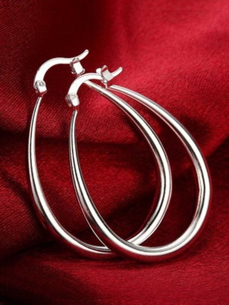 

Fashion Solid Color Alloy Hoop Earrings, Silver, Earrings