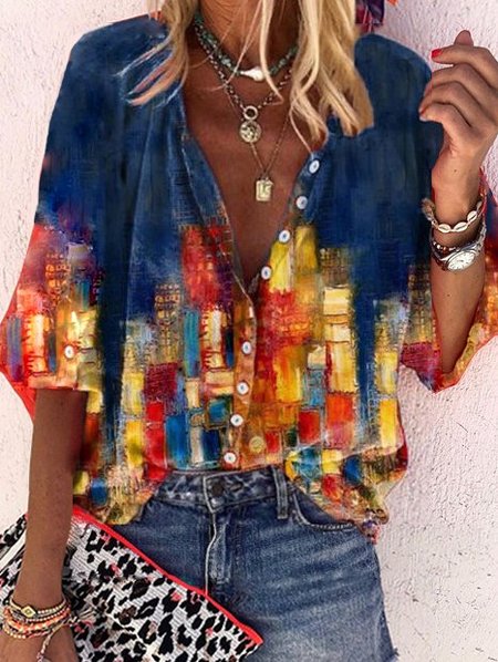 

Astratto Dritto Casuale Camicie & Top Cotone, Come immagine, Blouses & Shirts