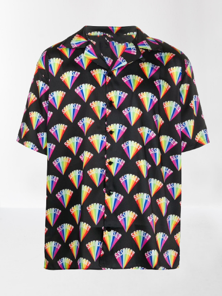

Geometric Vintage Shawl Neck Shirts, Black, Men's Floral shirt