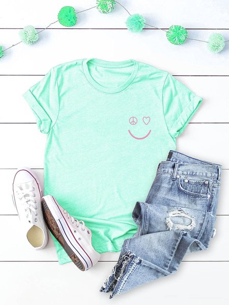 

Love And Peace Smiley Graphic Tee, Mint, T-shirts