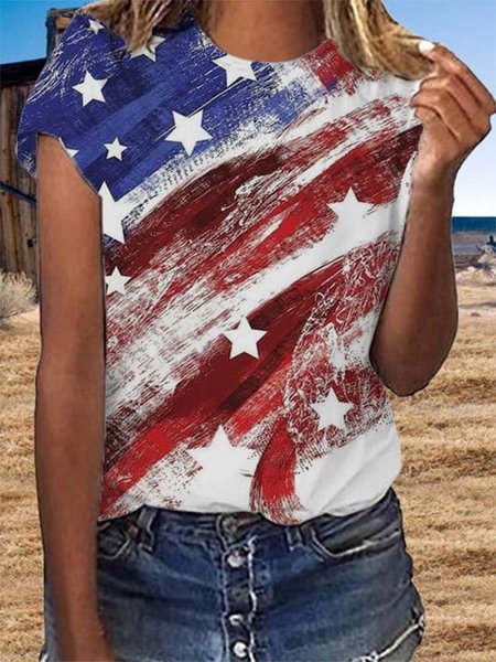 

Casual Short Sleeve Printed Shirts & Tops, Multicolor, Printed T-shirts