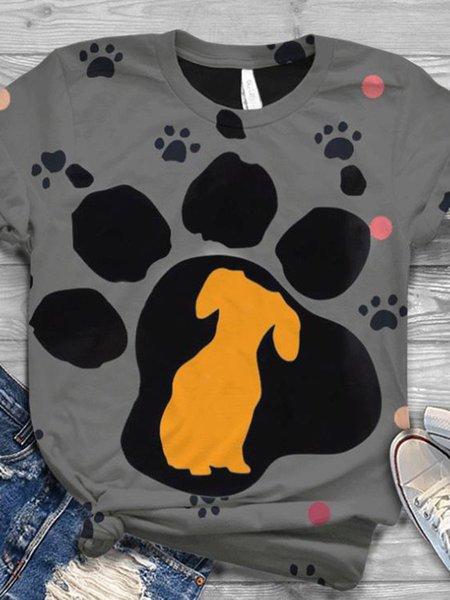 

Dog Paw Print Graphic Tee, As picture, T-shirts