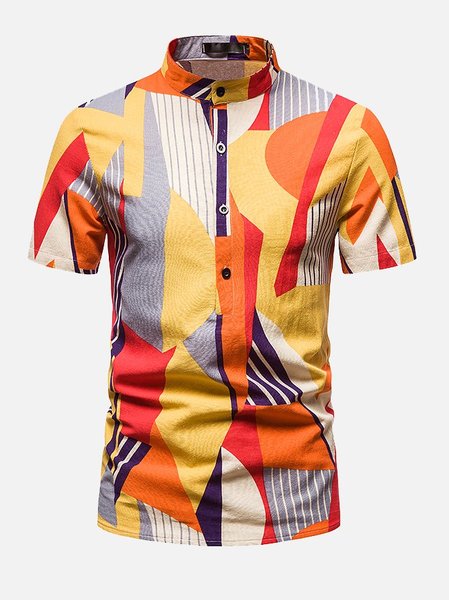 

Abstract Cotton-Blend Simple Shirts & Tops, Orange, Shirts