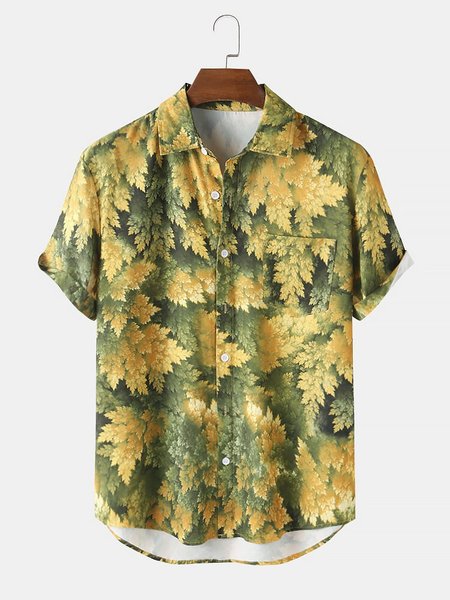 

Work Shirts, Yellow, Men's Floral shirt