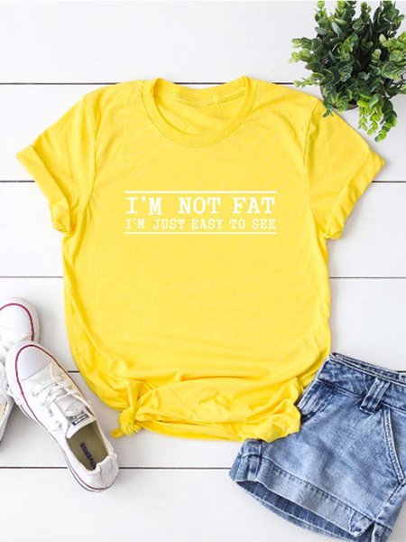 I`m Not Fat I'm Just Easy To See Graphic Tee, Yellow, T-shirts