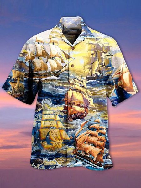 

Casual Shirt Collar Shirts, As picture, Men's shirts