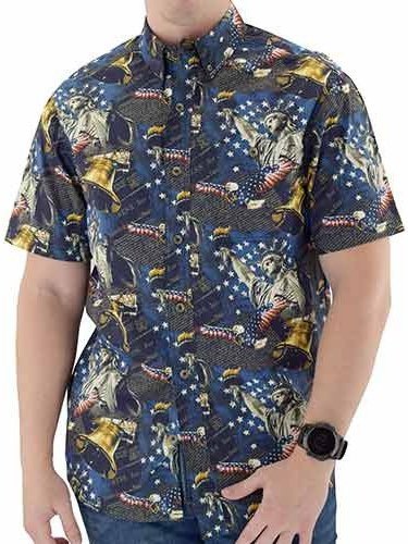 

Lady Liberty Buttoned up Casual Shirts, Navy blue, Men's Floral shirt