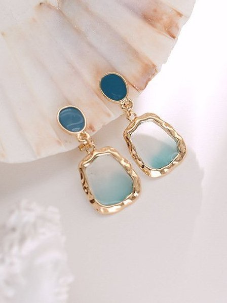 Blu Trasparente Gometric Semplice Orecchini, Earring