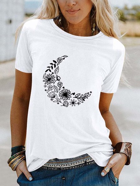 

Short Sleeve Crew Neck Casual T-Shirts, White, T-Shirts
